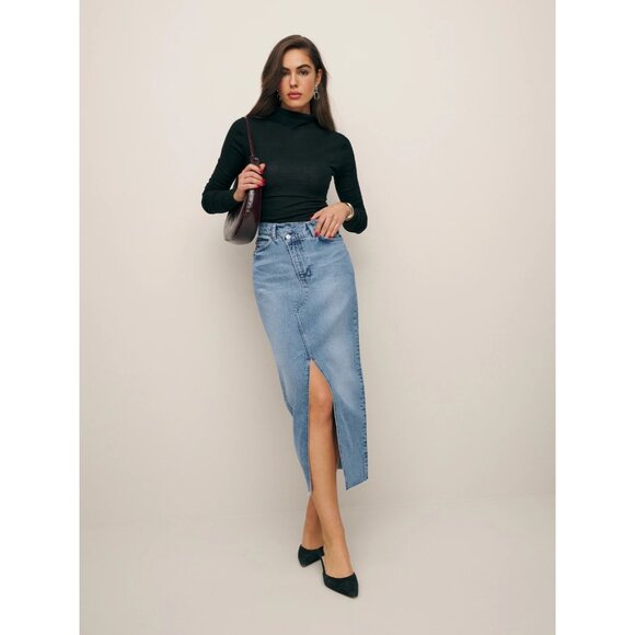 Reformation Womens Nila High-Waisted Long Denim Maxi Skirt Sz‎ 30 - Picture 1 of 4